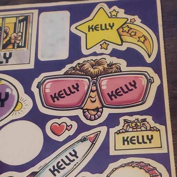 Vintage 1980's Celebrity Name Stickers "Kelly" Monkey Sunglasses Rocket Ship - Picture 4 of 7